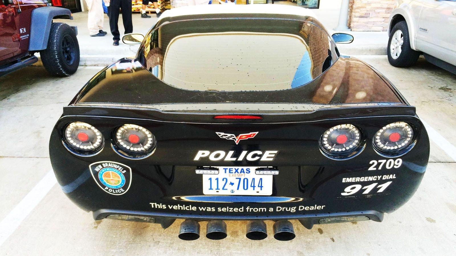 Rear view of Coptimus Prime showing 'This vehicle was seized from a Drug Dealer'
