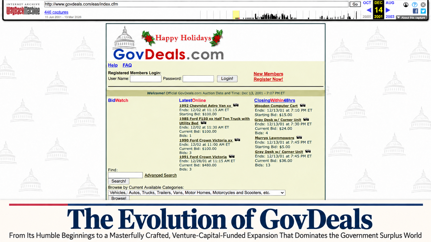 The Evolution of GovDeals — archived GovDeals homepage