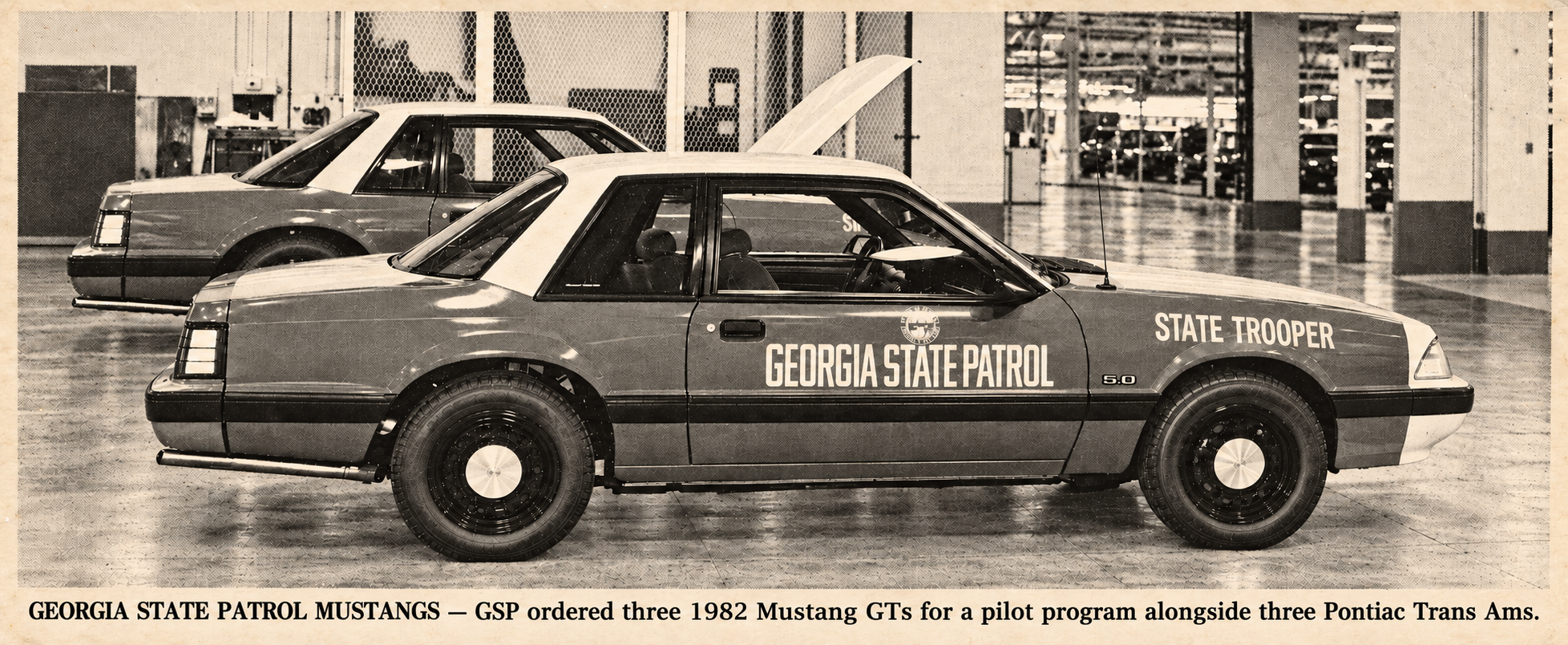Georgia State Patrol 1982 Pontiac Trans Am pilot program — one of three Trans Ams tested beginning July 1, 1982