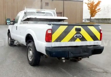 2012 Ford F-350 government fleet truck — rear view with chevron tailgate
