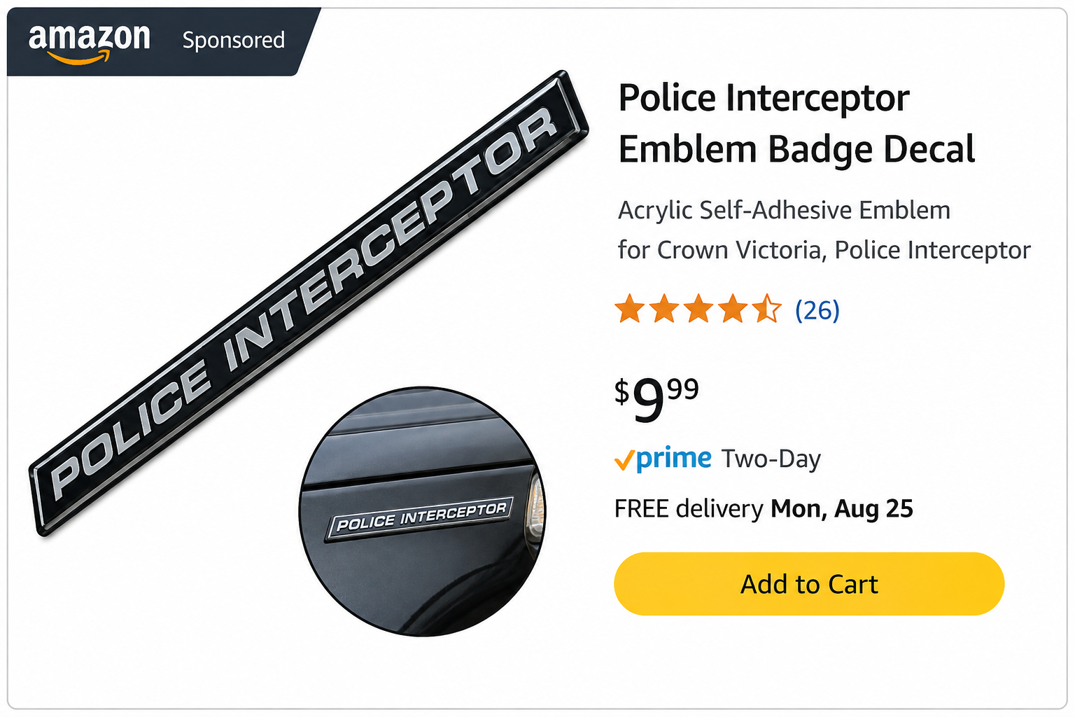 Police Interceptor Emblem Badge Decal on Amazon