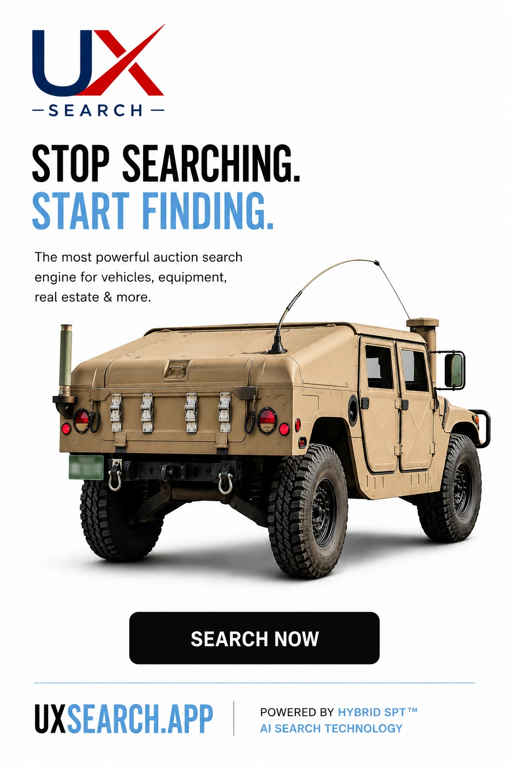 UX Search: Stop searching. Start finding. The most powerful auction search engine for vehicles, equipment, real estate and more.