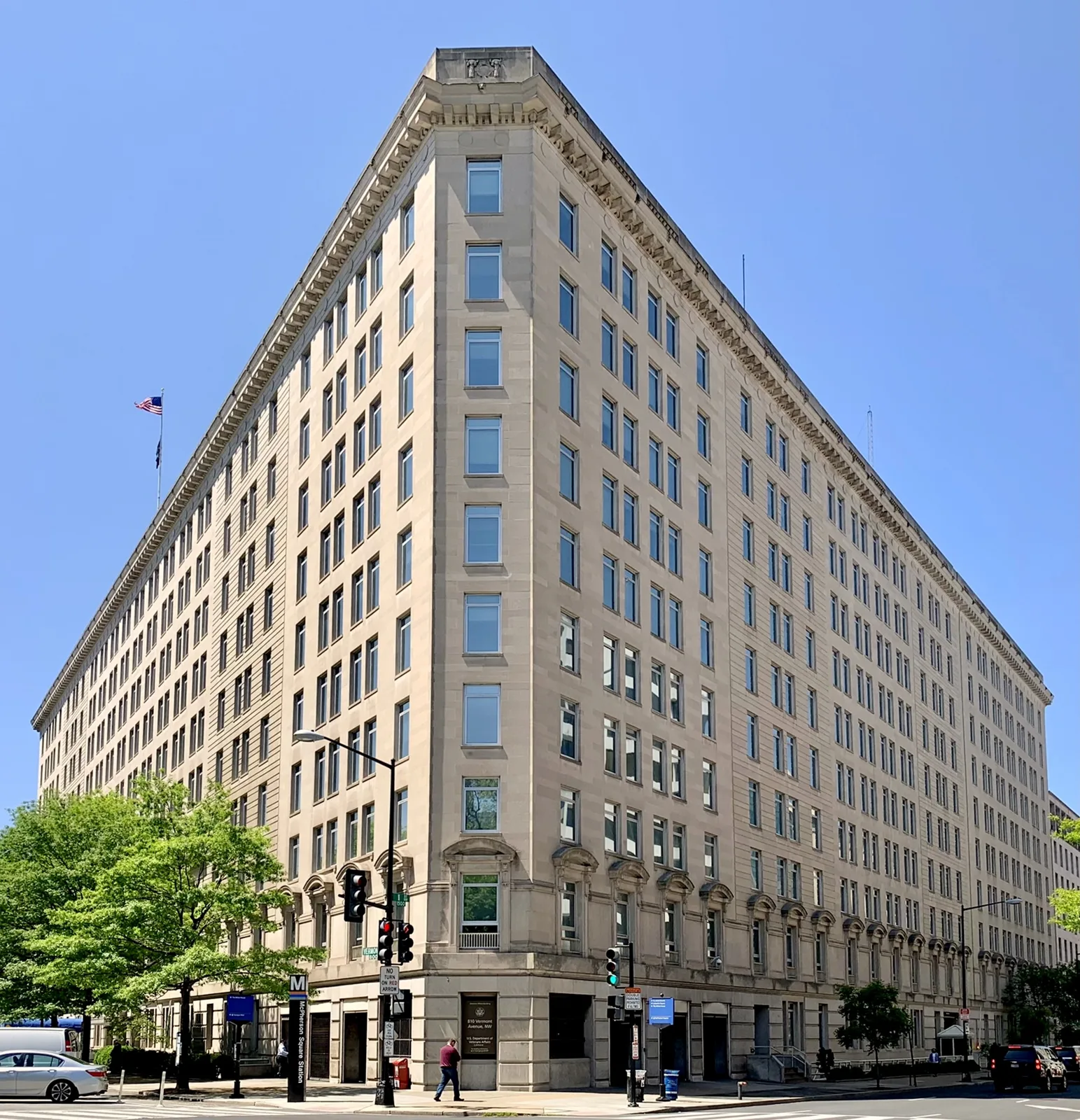 The Veterans Administration Building, headquarters of the U.S. Department of Veterans Affairs, on Vermont Avenue in Washington, D.C.